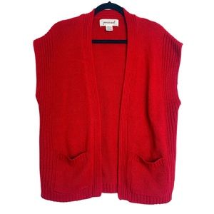 Sheridan Square Red Sleeveless Knit Cardigan Vest Size LARGE Vintage Christmas